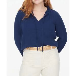 J Crew Gauze Tie Neck Top L Navy Blue NWT Blouse Shirt CI305 J.Crew Travel